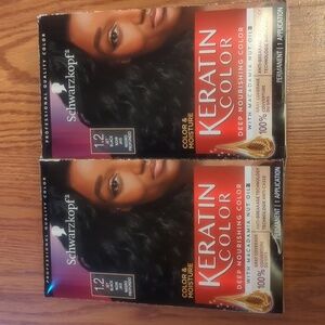 2 Schwarzkopf Keratin Color, Color& Moisture Permanent Hair Color Cream, 1.2Jet